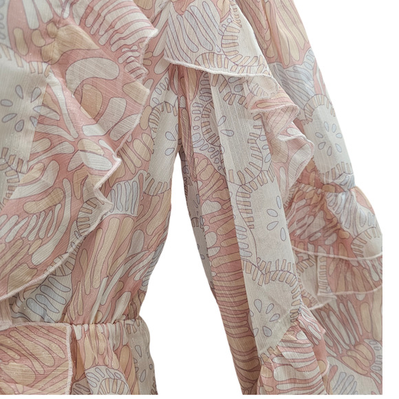 NWT Ted Baker Romper Womens Size 6 Ted Baker Size 2 Irvete Printed Ruffled Boho - Picture 8 of 15